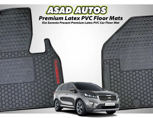 Kia Sorento 2021-present premium latex PVC car floor mats, offering a custom fit, durable protection, and all-weather resistance for a stylish and clean interior.