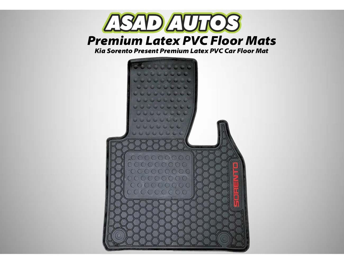 Kia Sorento 2021-present premium latex PVC car floor mats, offering a custom fit, durable protection, and all-weather resistance for a stylish and clean interior.