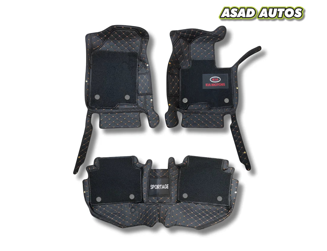 Kia Sportage 2018–2024 11D Floor Mats Mix Thread Black with Black Grass – Premium Custom Fit
