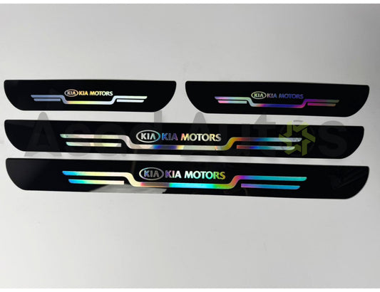 Kia door sill plate sticker plastic carbon fiber anti scratch scuff protector 4 piece set for car door entry protection