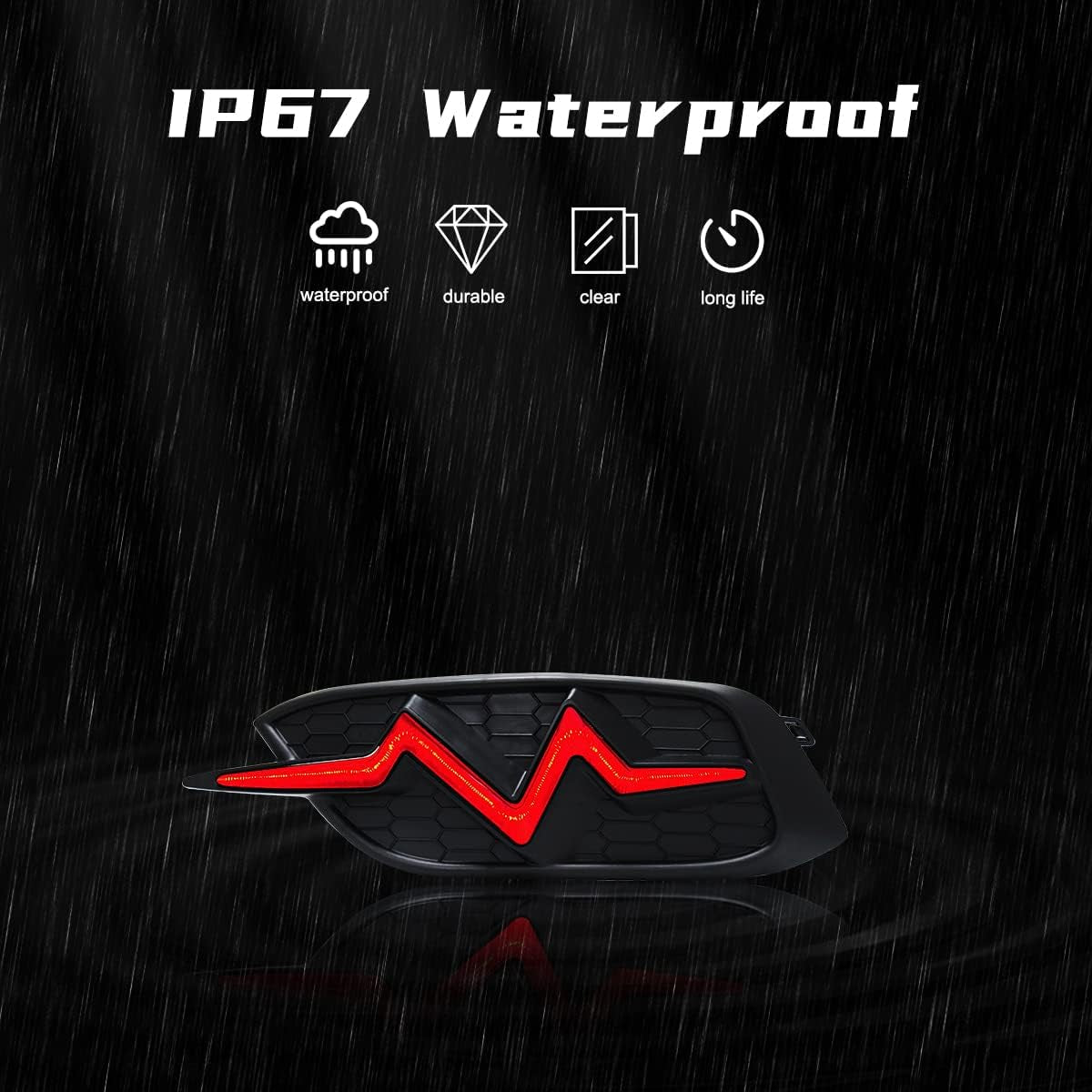 LED Reflector Lights in Heartbeat Style for 2016-2021 Honda Civic Rear Bumper, designed for improved visibility and modern style.