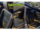 Lamborghini-Style Bespoke Seat Covers for Honda City 2018, featuring a custom fit and premium design for a luxurious upgrade.