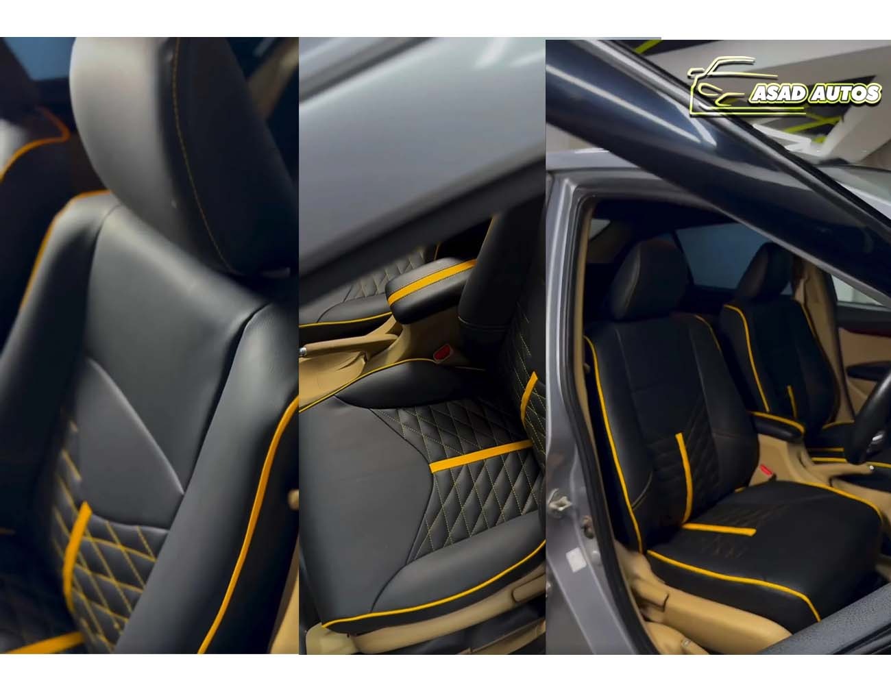 Lamborghini-Style Bespoke Seat Covers for Honda City 2018, featuring a custom fit and premium design for a luxurious upgrade.