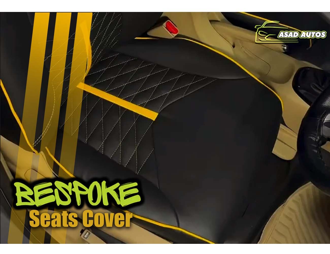 Lamborghini-Style Bespoke Seat Covers for Honda City 2018, featuring a custom fit and premium design for a luxurious upgrade.