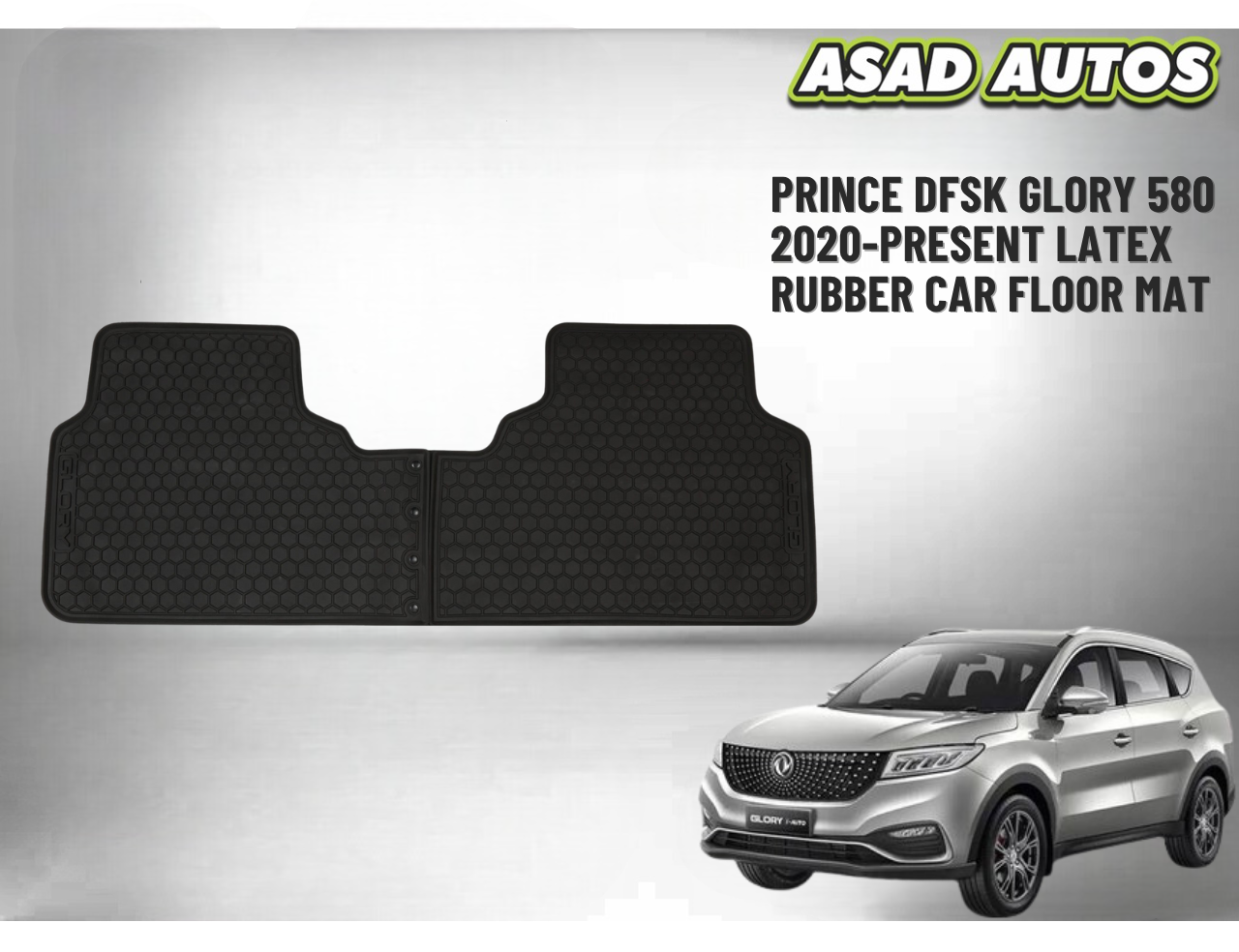 Latex Rubber Car Floor Mat for Prince DFSK Glory 580 2020–Present – All-Weather Fit