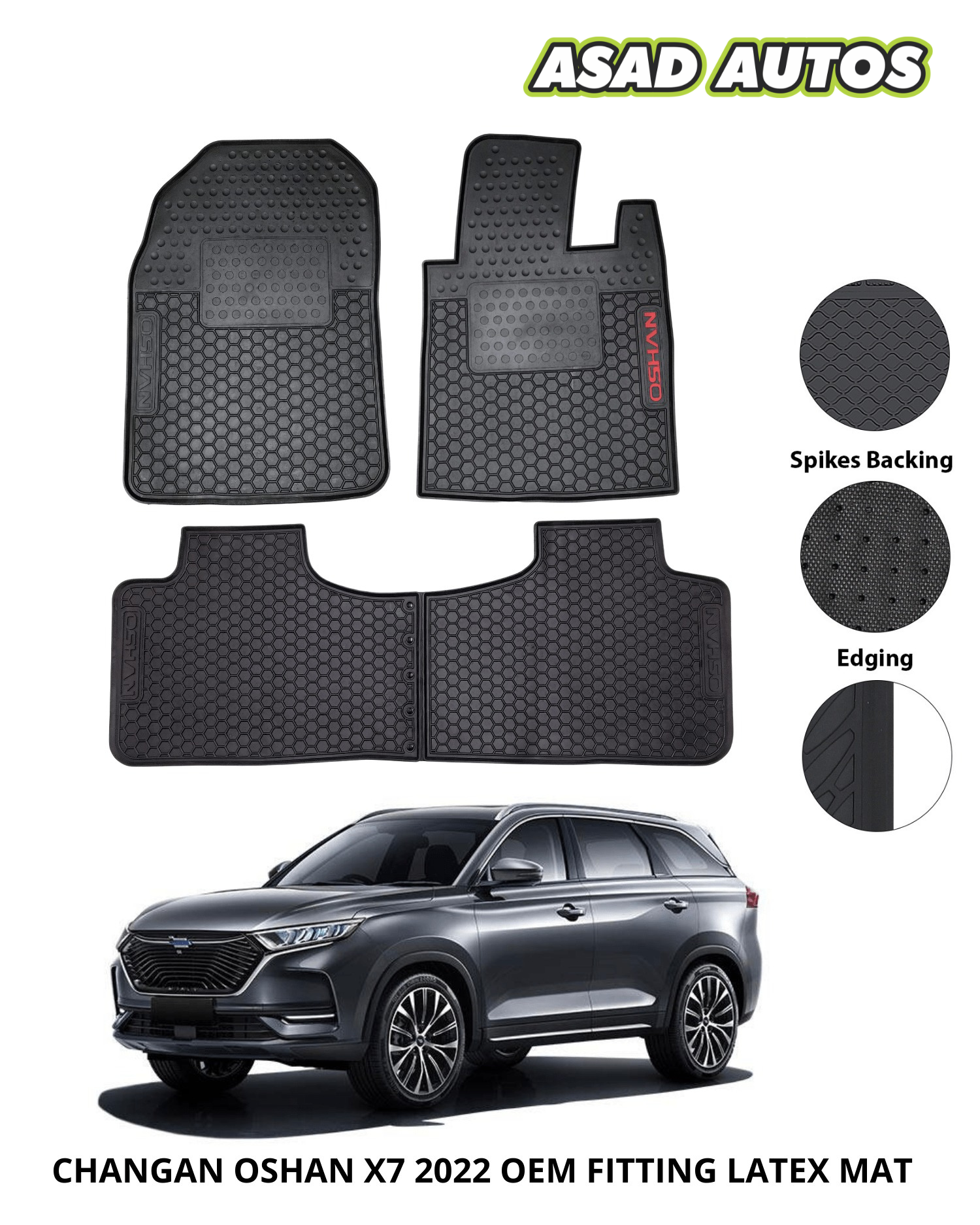 Latex Rubber Floor Mats for Changan Oshan X7 – All-Weather Custom Fit Protection