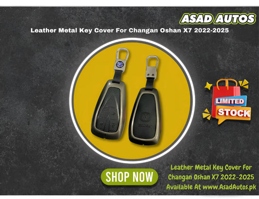 Leather Metal Key Cover For Changan Oshan X7 2022-2025 – Premium Smart Key Protection