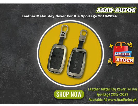 Leather Metal Key Cover For Kia Sportage 2018-2024 – Premium Car Key Protection