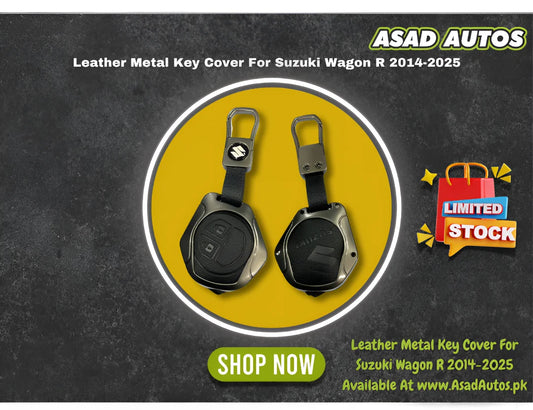 Leather Metal Key Cover For Suzuki Wagon R 2014-2025 – Premium Car Key Protection