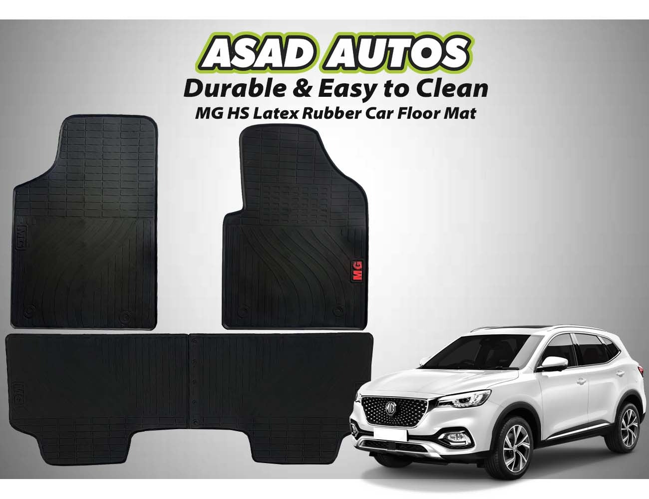 MG HS 2021-2024 Latex Rubber Car Floor Mat – Durable & All-Weather Protection