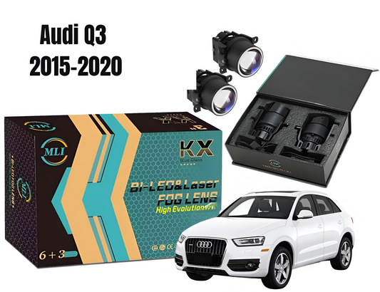 MLI Car Fog Lamp Projector Lights with BI LED Lens for Audi Q3 2015-2020 crossover, offering superior brightness, modern design, and improved visibility.
