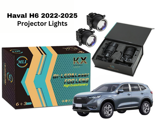 MLI Car Projector Lights with BI LED lens for Haval H6 2022-2025 Crossover, offering enhanced brightness and modern styling.