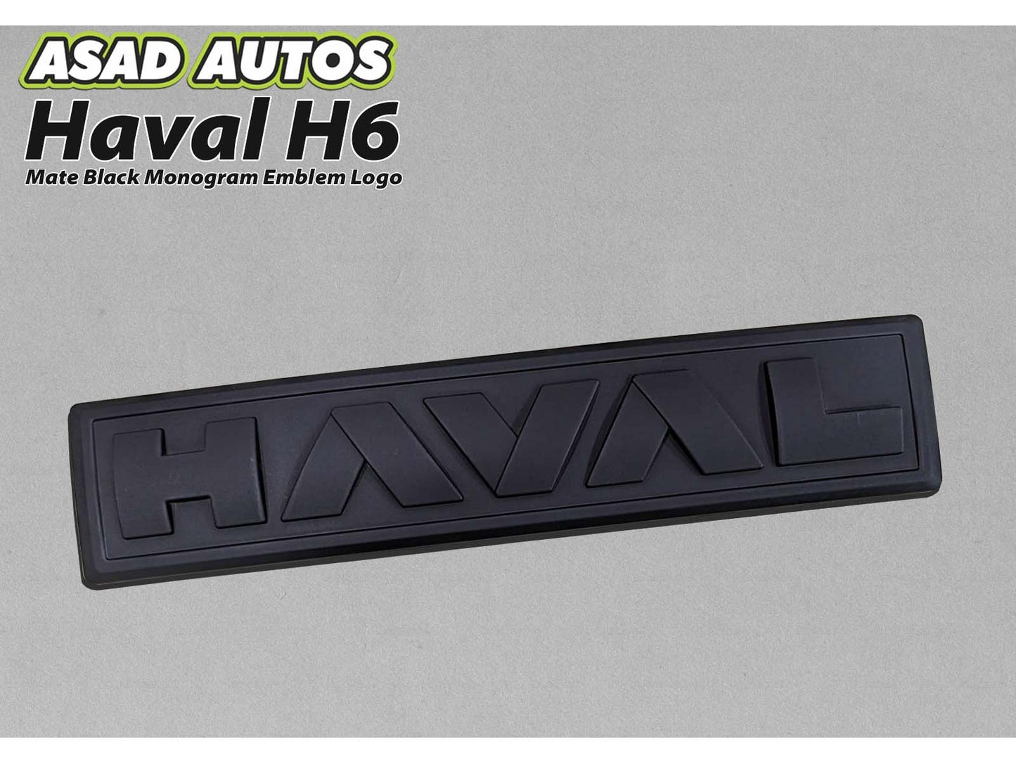 "Matte Black Monogram Emblem for Haval H6 – Front Grille View"