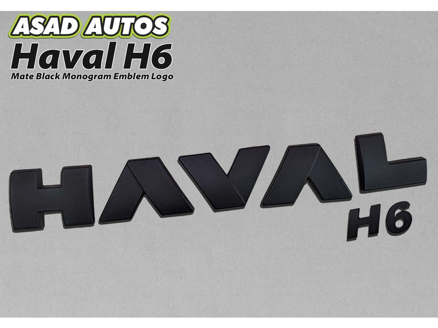 "Matte Black Monogram Emblem for Haval H6 – Front Grille View"