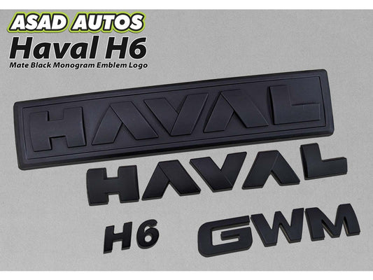 "Matte Black Monogram Emblem for Haval H6 – Front Grille View"