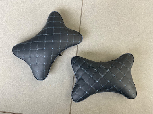 "Memory foam car neckrest cushion with ergonomic design, breathable cover, and adjustable strap for ultimate comfort."