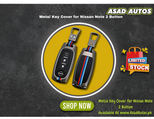 Metal Key Cover for Nissan Note 2-Button Remote