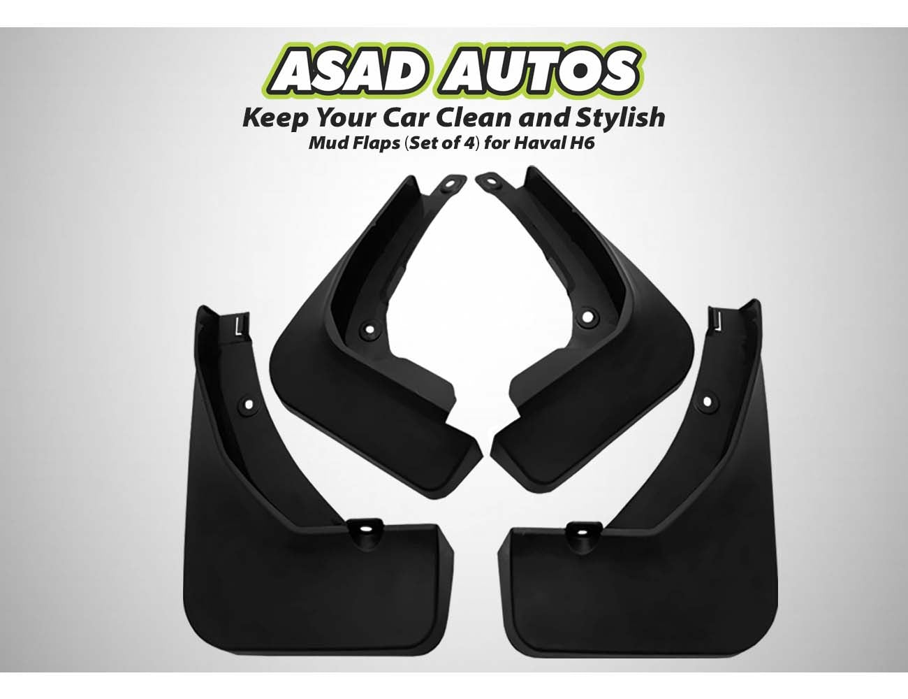 Mud flaps (set of 4) for Haval H6 providing superior protection and a stylish look.