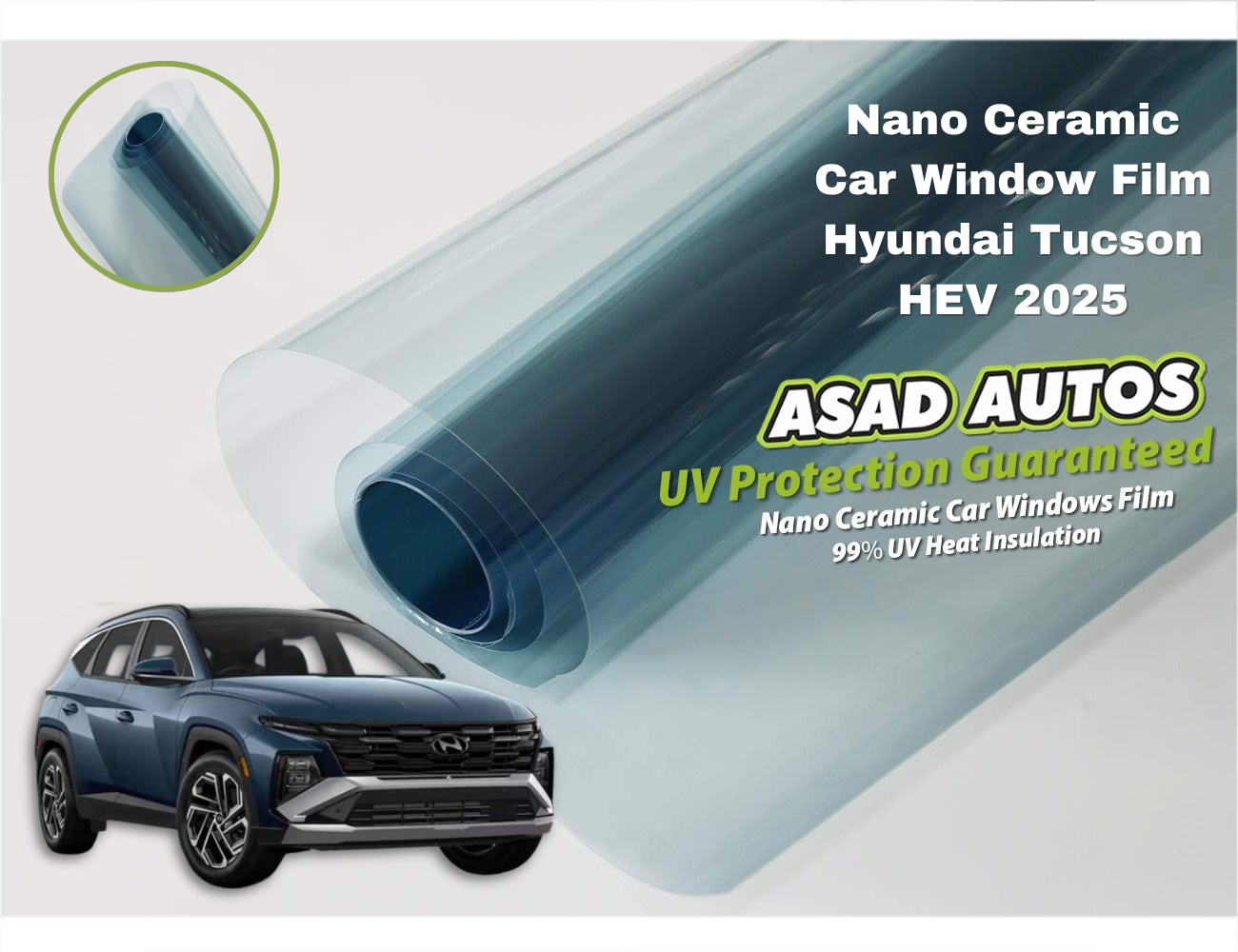 Nano Ceramic UV Protection Film on Hyundai Tucson HEV 2025 Side Windows