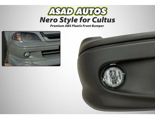 Nero Style Front & Back Bumper Set for Suzuki Cultus (2000-2017), made from durable ABS plastic for a sleek, modern look and enhanced vehicle protection.