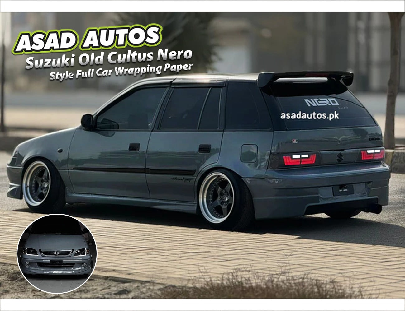 Nero Style Full Car Wrap for Suzuki Cultus – Nardo Grey Body with Glossy Black Roof