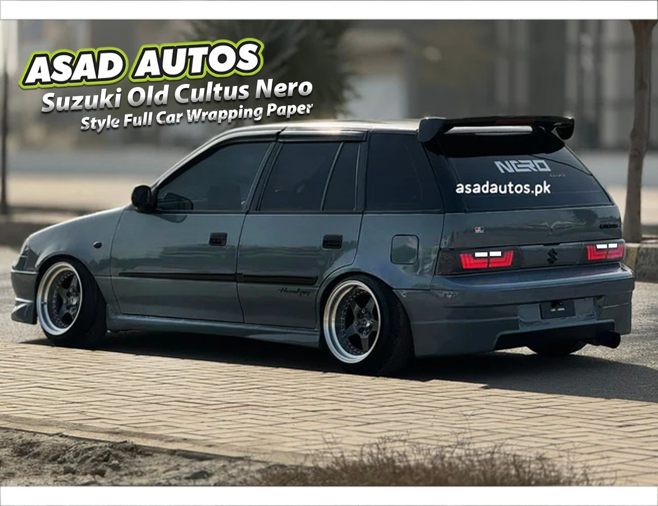 Nero Style Full Car Wrap for Suzuki Cultus – Nardo Grey Body with Glossy Black Roof