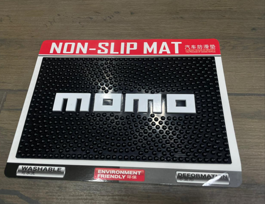 Non-slip interior dashboard car mat with Momo logo for anti-skid protection and premium look