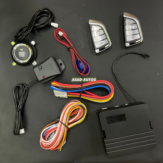 PKE Universal car keyless entry system with push start/stop button, auto alarm, and automatic central lock/unlock functionality.