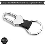 Personalized PU Leather Metal Heart Snap Lock Keychain