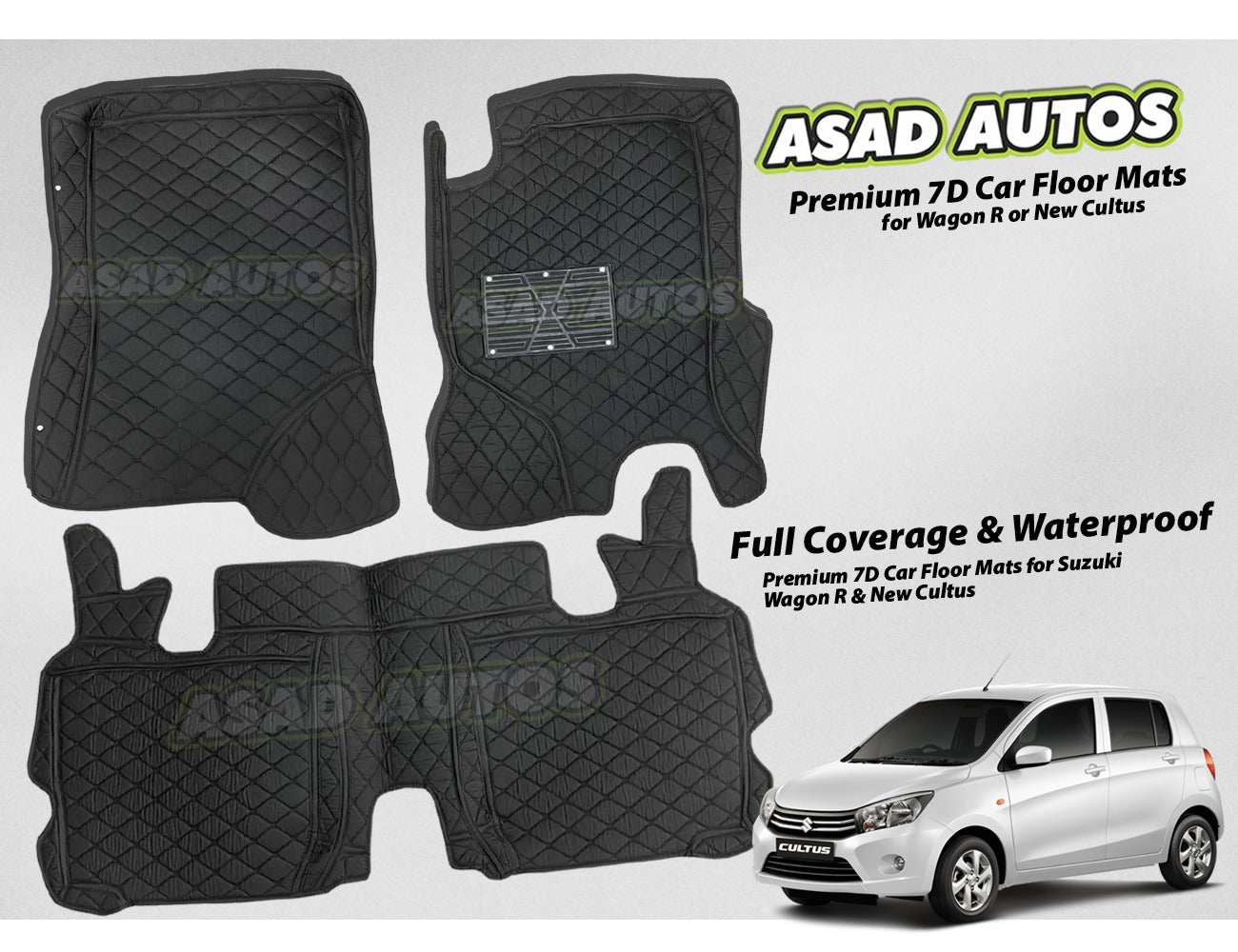 Premium 7D Floor Mats for Suzuki Wagon R or New Cultus β Custom Fit Waterproof Interior Protection