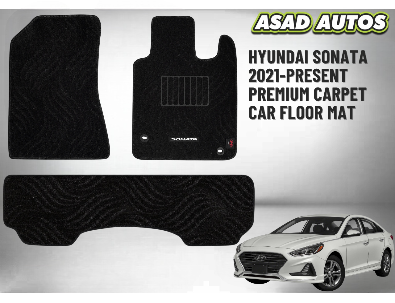 Premium Carpet Car Floor Mat for Hyundai Sonata 2021–Present – Custom Fit & Elegant Style