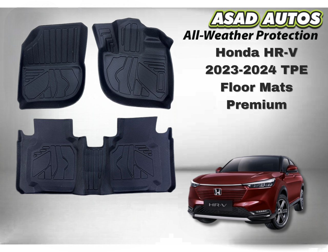 Honda HR-V 2023β2024 TPE Floor Mats β Premium All-Weather Custom Fit