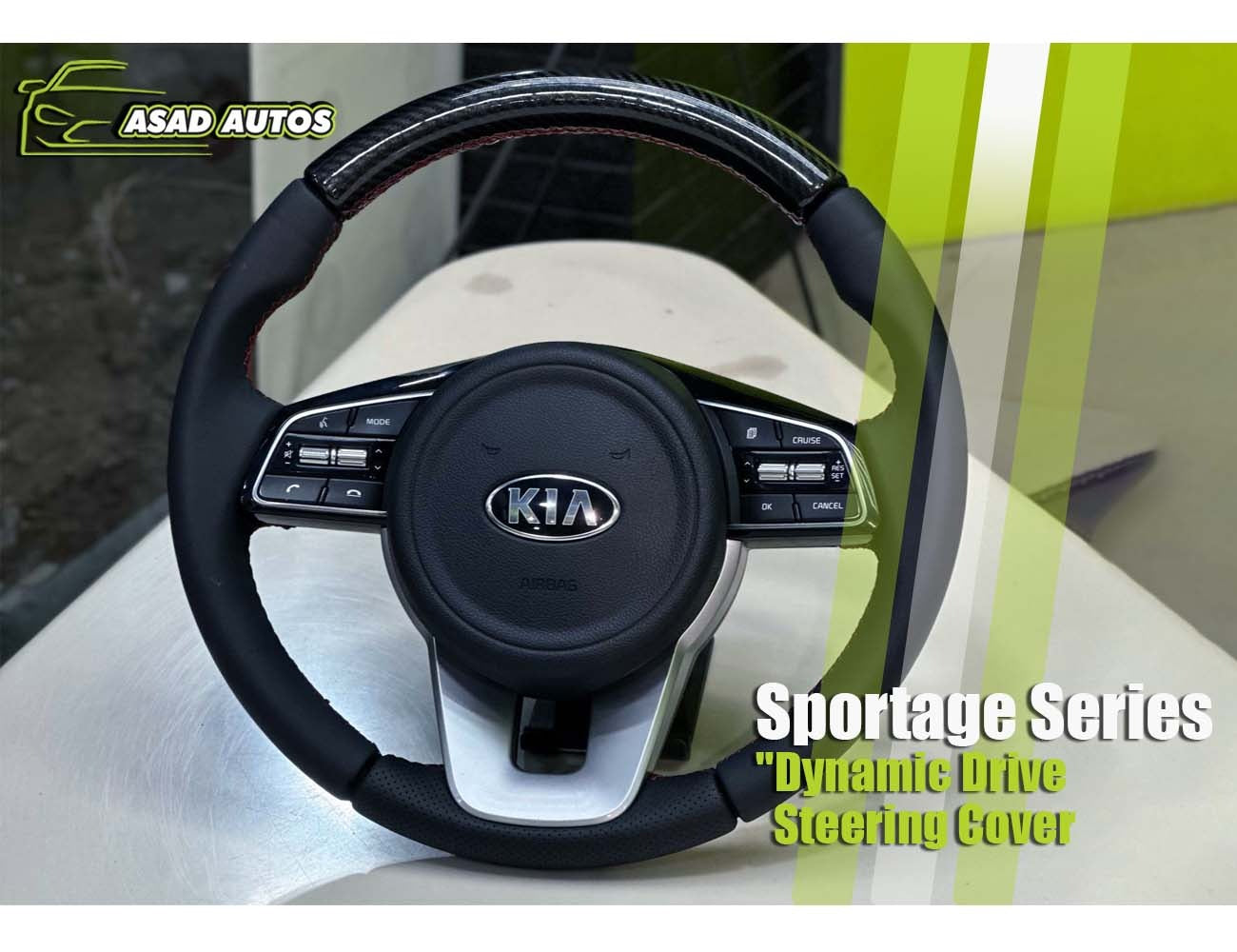 Premium bespoke steering cover in carbon fiber for Kia Sportage