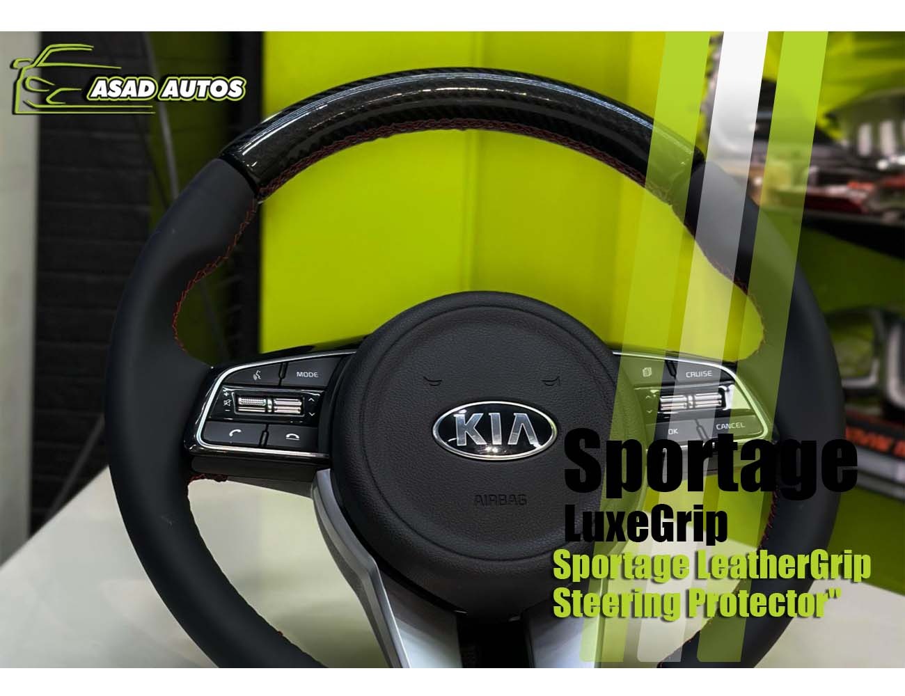 Premium bespoke steering cover in carbon fiber for Kia Sportage