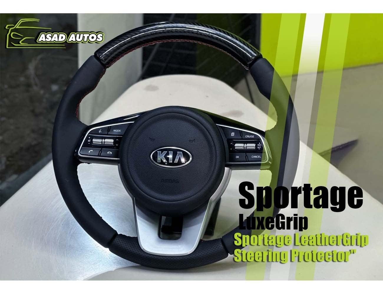 Premium bespoke steering cover in carbon fiber for Kia Sportage