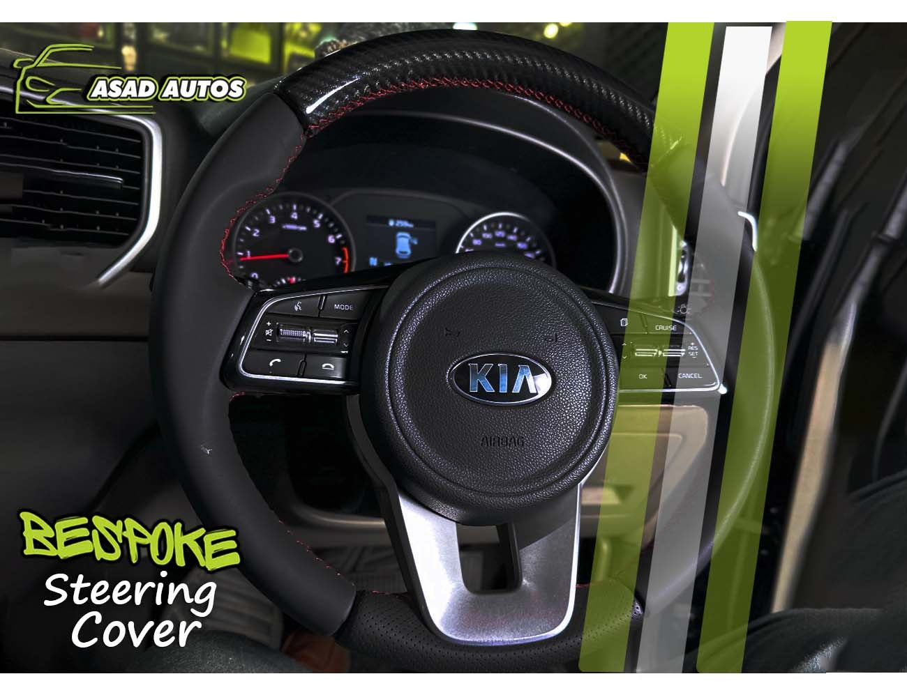 Premium bespoke steering cover in carbon fiber for Kia Sportage