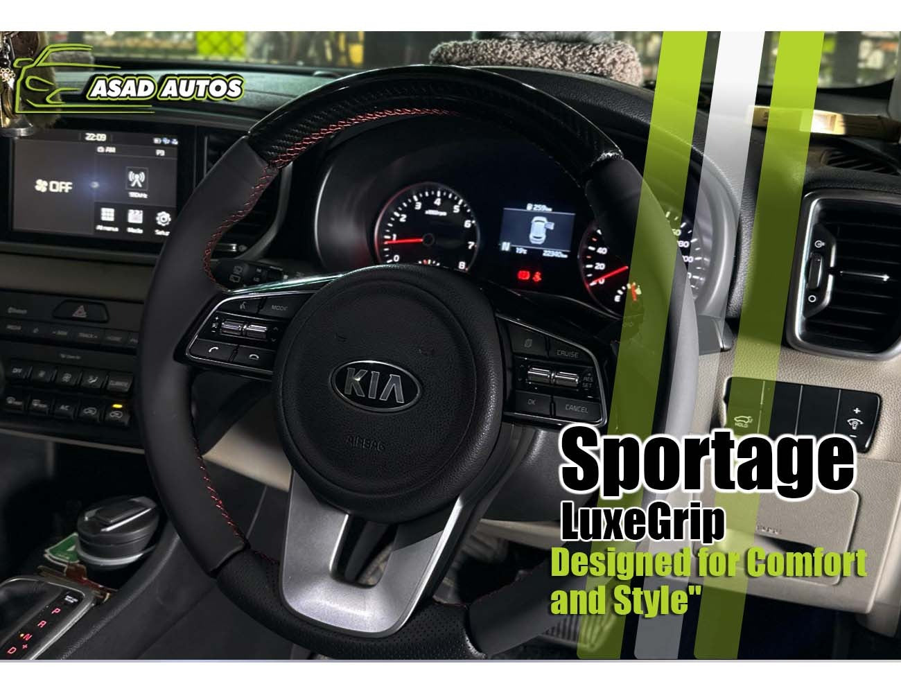 Premium bespoke steering cover in carbon fiber for Kia Sportage
