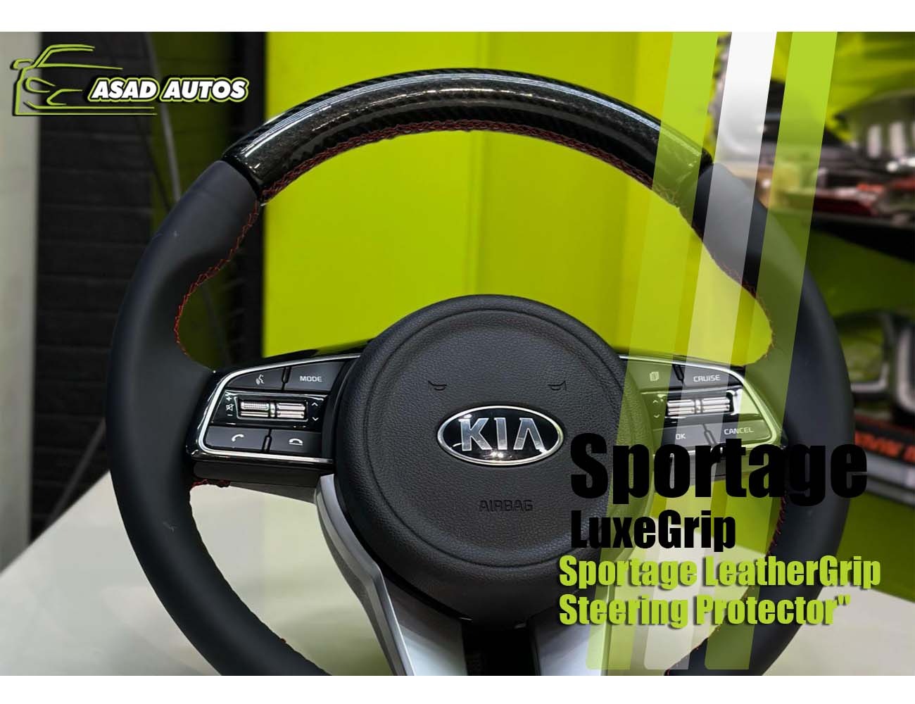 Premium bespoke steering cover in carbon fiber for Kia Sportage