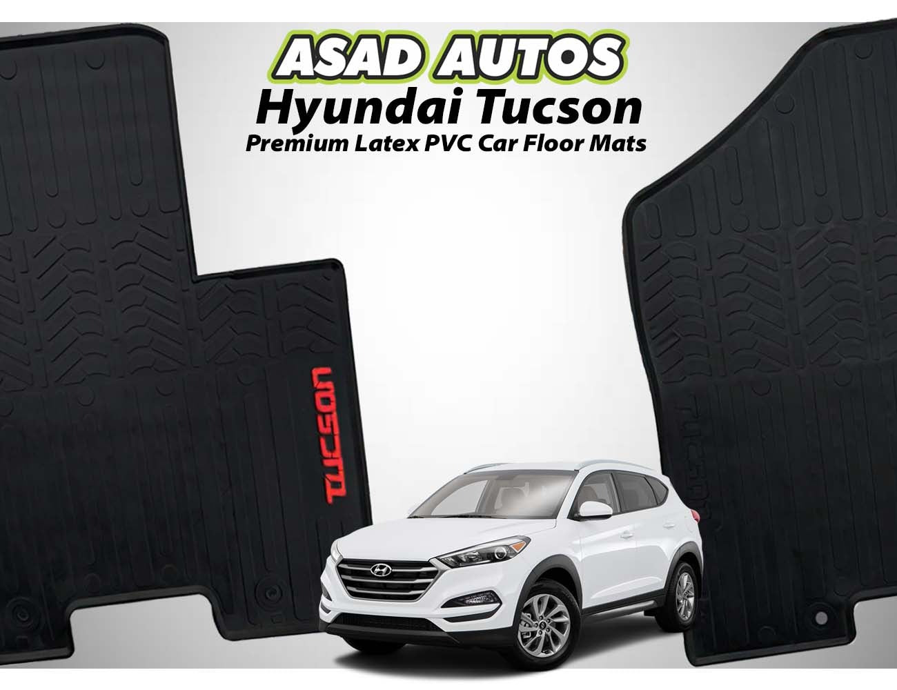 Premium latex PVC car floor mats for Hyundai Tucson, offering a custom fit, waterproof protection, non-slip surface, and all-weather durability.