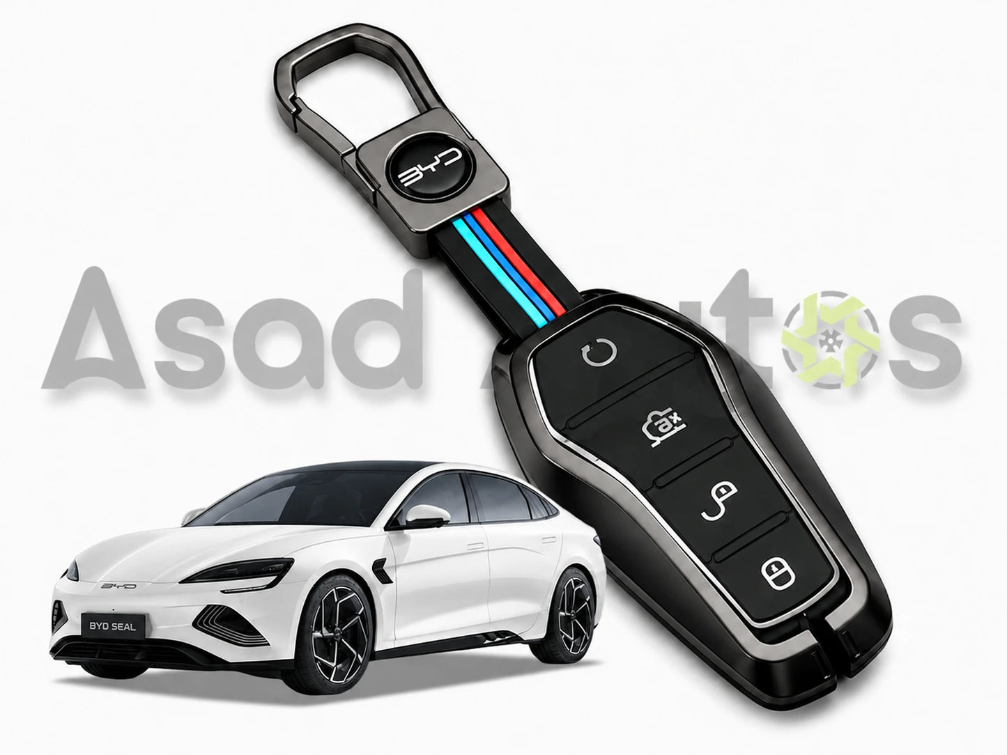 Premium metal key cover 2025-2026 – key fob case with keyring for BYD Seal by Asad Autos
