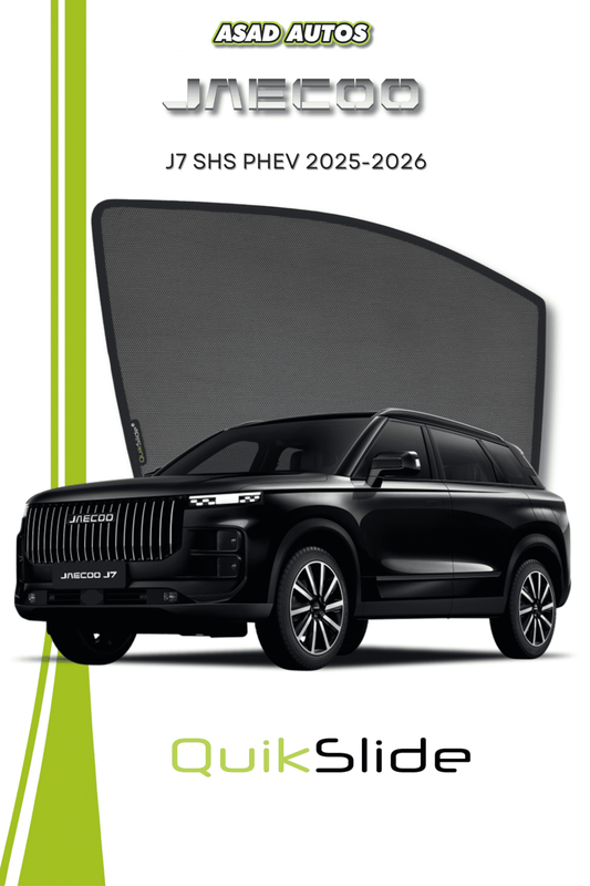 QS | QuikSlide | Quik Snap Car Window Sun Shades (Car Pardy) For JAECOO J7 SHS PHEV 2025-2026 – Custom Magnetic Car Shades with UV & Privacy Protection