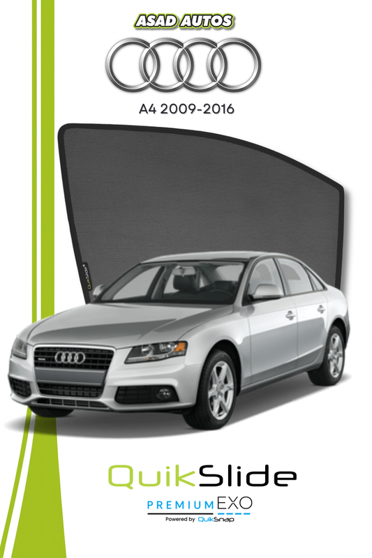 QS | QuikSlide | Quik Snap Window Sun Shades (Car Pardy) For Audi A4 2009-2016 VIP Sedan
