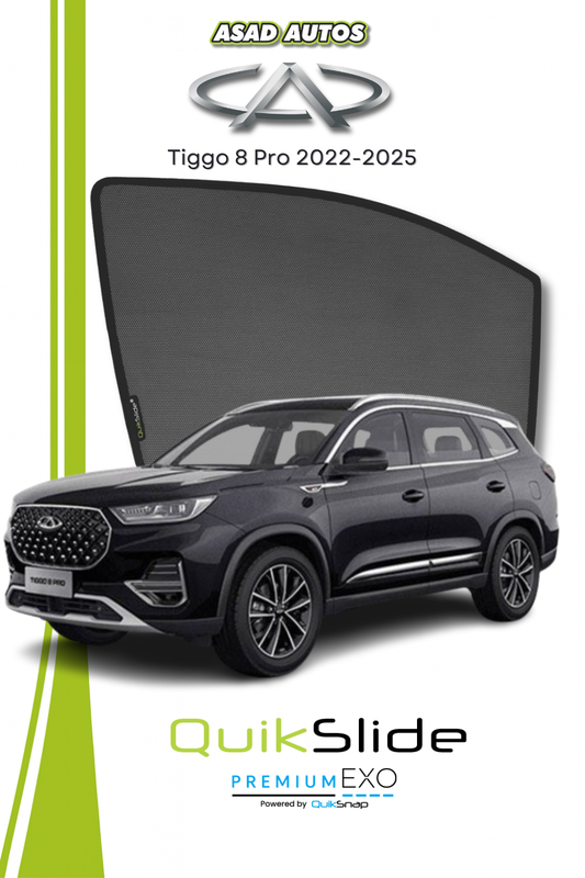 QS | QuikSlide | Quik Snap Window Sun Shades (Car Pardy) For Cherry Tiggo 8 Pro 2023 SUV