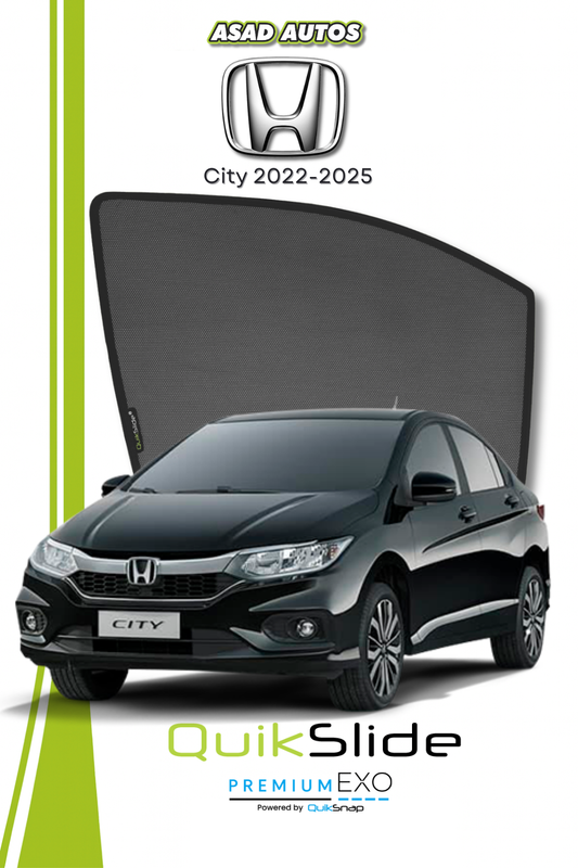 QS | QuikSlide | Quik Snap Window Sun Shades (Car Pardy) For Honda City 2022-2025