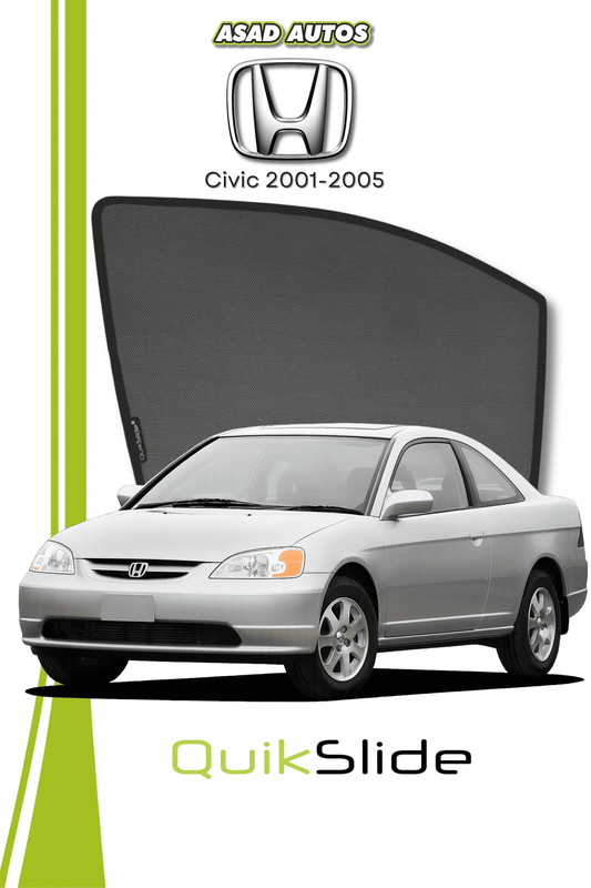QS | QuikSlide | Quik Snap Window Sun Shades (Car Pardy) For Honda Civic 2001-2005 Sedan