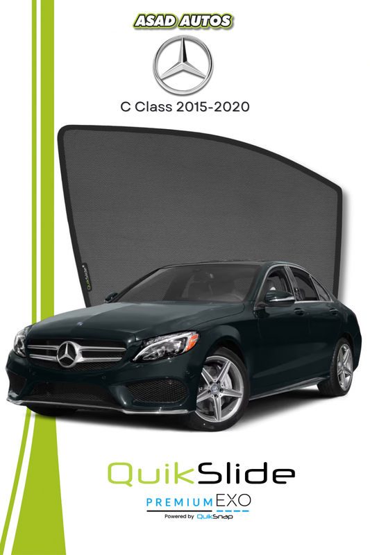 QS | QuikSlide | Quik Snap Window Sun Shades (Car Pardy) For Mercedes C Class 2015-2020 VIP Sedan