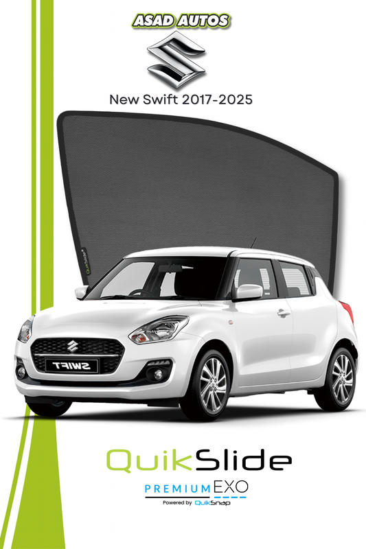 QS | QuikSlide | Quik Snap Window Sun Shades (Car Pardy) For Suzuki New Swift 2017-2025 Hatchback