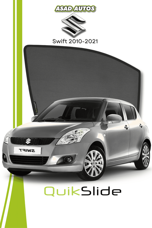 QS | QuikSlide | Quik Snap Window Sun Shades (Car Pardy) for Suzuki Swift 2010-2021 Hatchback – UV Protection & Custom Fit