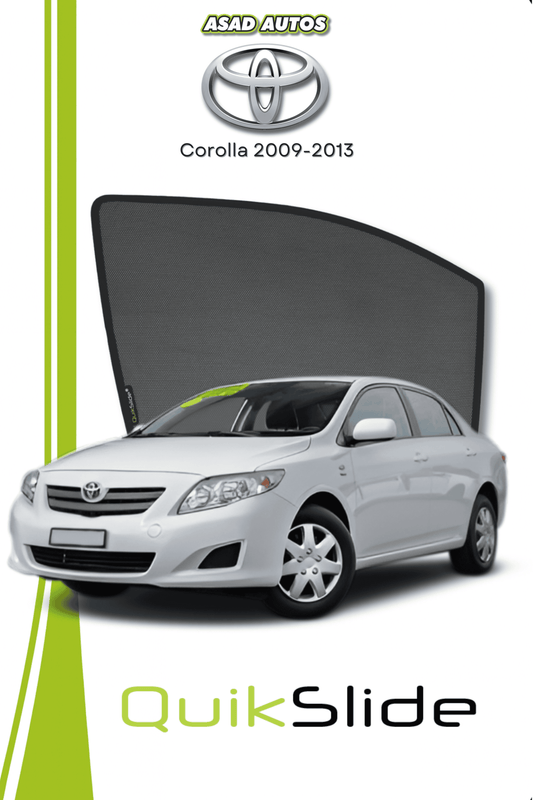 QS | QuikSlide | Quik Snap Window Sun Shades (Car Pardy) for Toyota Corolla Sedan 2009-2013 – Premium UV Protection & Custom Fit