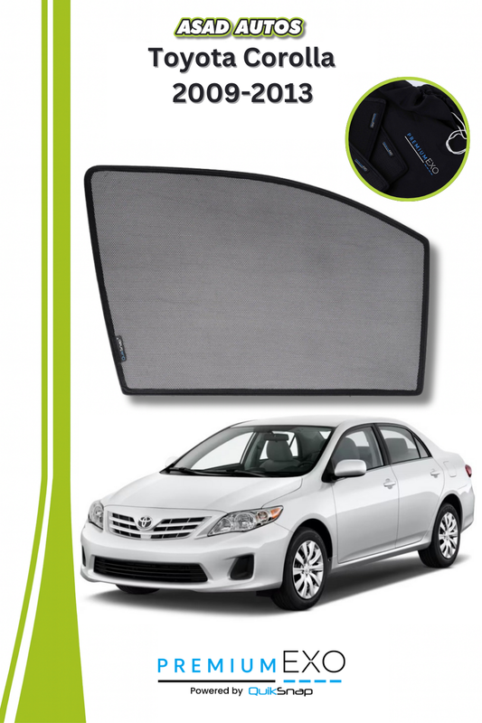 QS Window Sun Shades (Car Pardy) for Toyota Corolla Sedan 2009-2013 – Premium UV Protection & Custom Fit